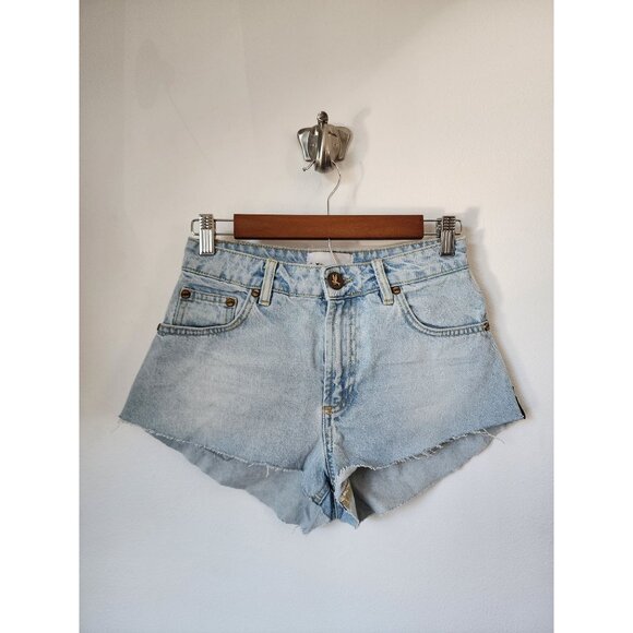 One Teaspoon The One high waist cheeky best blue denim shorts 24 - Picture 1 of 6